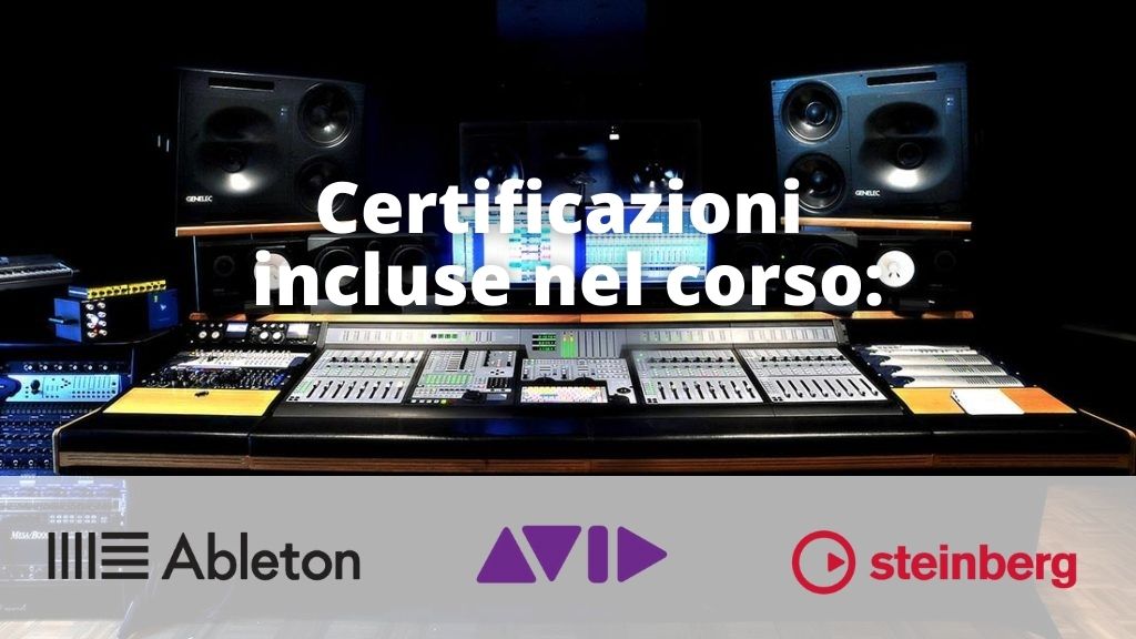 corso di tecnico audio che include le certificazioni ufficiali per l'uso di software daw Ableton Live, Pro Tools e Cubase Pro